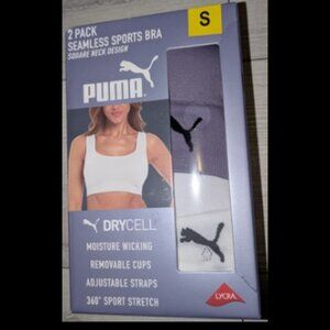 NEW Puma 2 Pack Seamless Sports Bra Square Neck Design Womens Size S